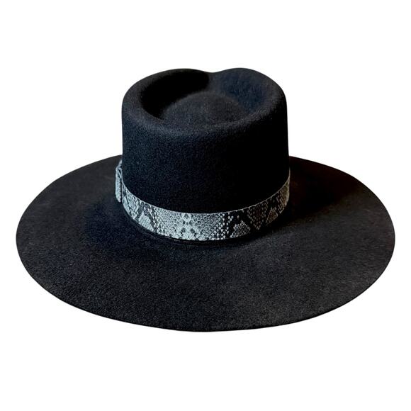 NWT Twister Pinch Front Cowgirl Hat Girls Black Felt Flat 3.5” Brim Western  L main image 6